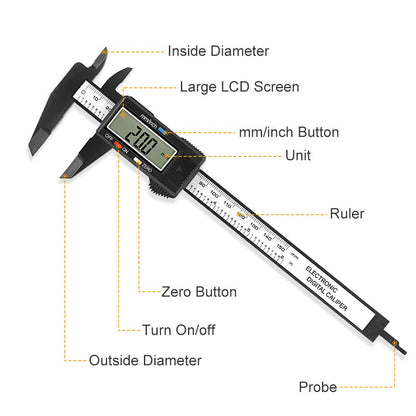 Digital Caliper, Sangabery 0-6 inches Caliper with Large LCD Screen, Auto - Off Feature, Inch and Millimeter Conversion Measuring Tool, Perfect for Household/DIY Measurment, etc