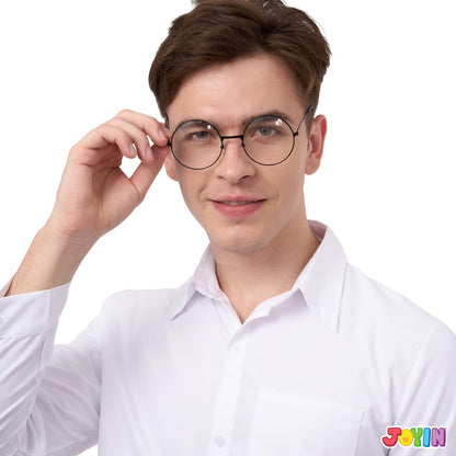 Spooktacular Creations Halloween Wizard Glasses, Old Men Round Wire Costume Glasses Accessory for Men Women Halloween Dress Up, Halloween Costume Prop