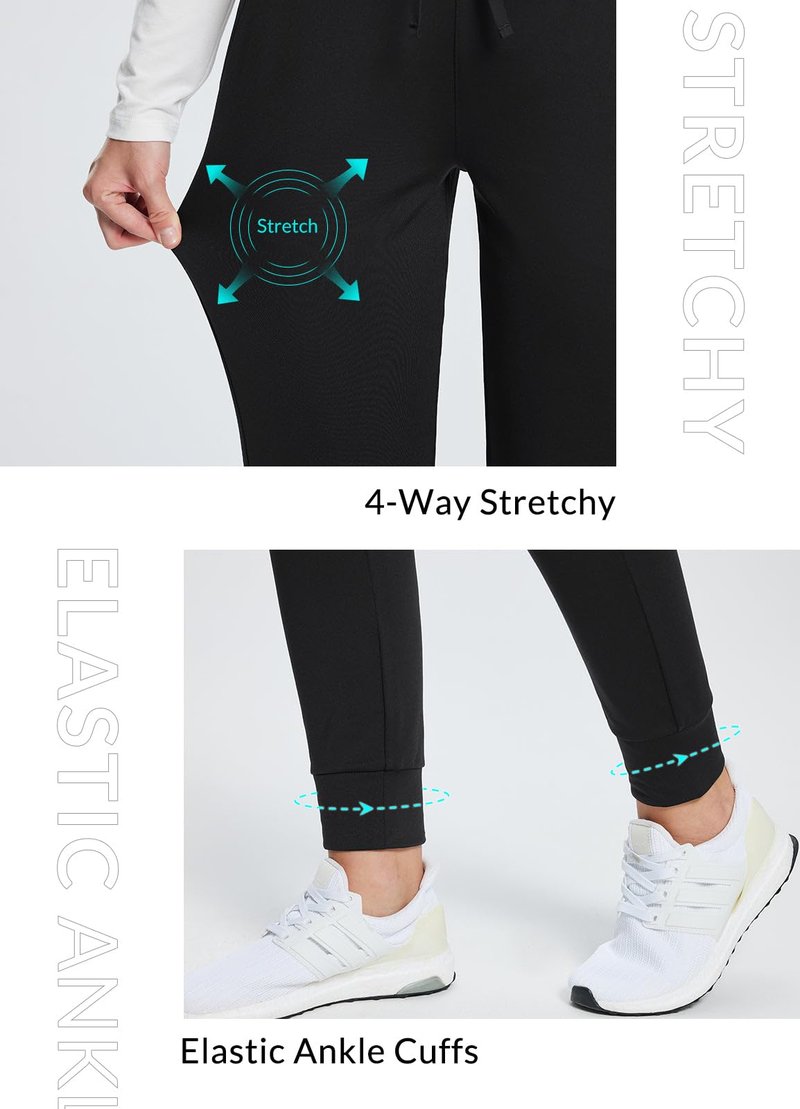 baleaf Women's Fleece Lined Pants Water Resistant Winter Thermal Warm High Waisted Joggers Sweatpants Hiking Running Leggings Black M