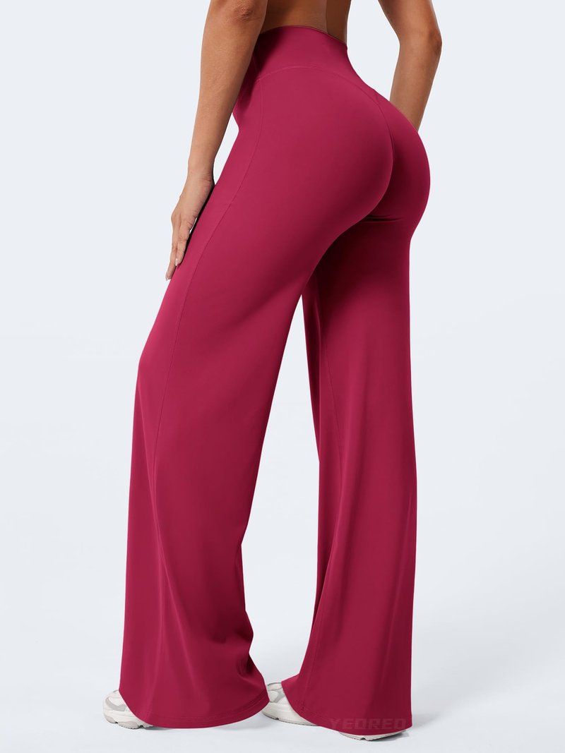 YEOREO Workout Leggings Womens No Front Seam Straight Leggings 33" High Waist Buttery Eddiy Gym Yoga Pants Ruby Red XL