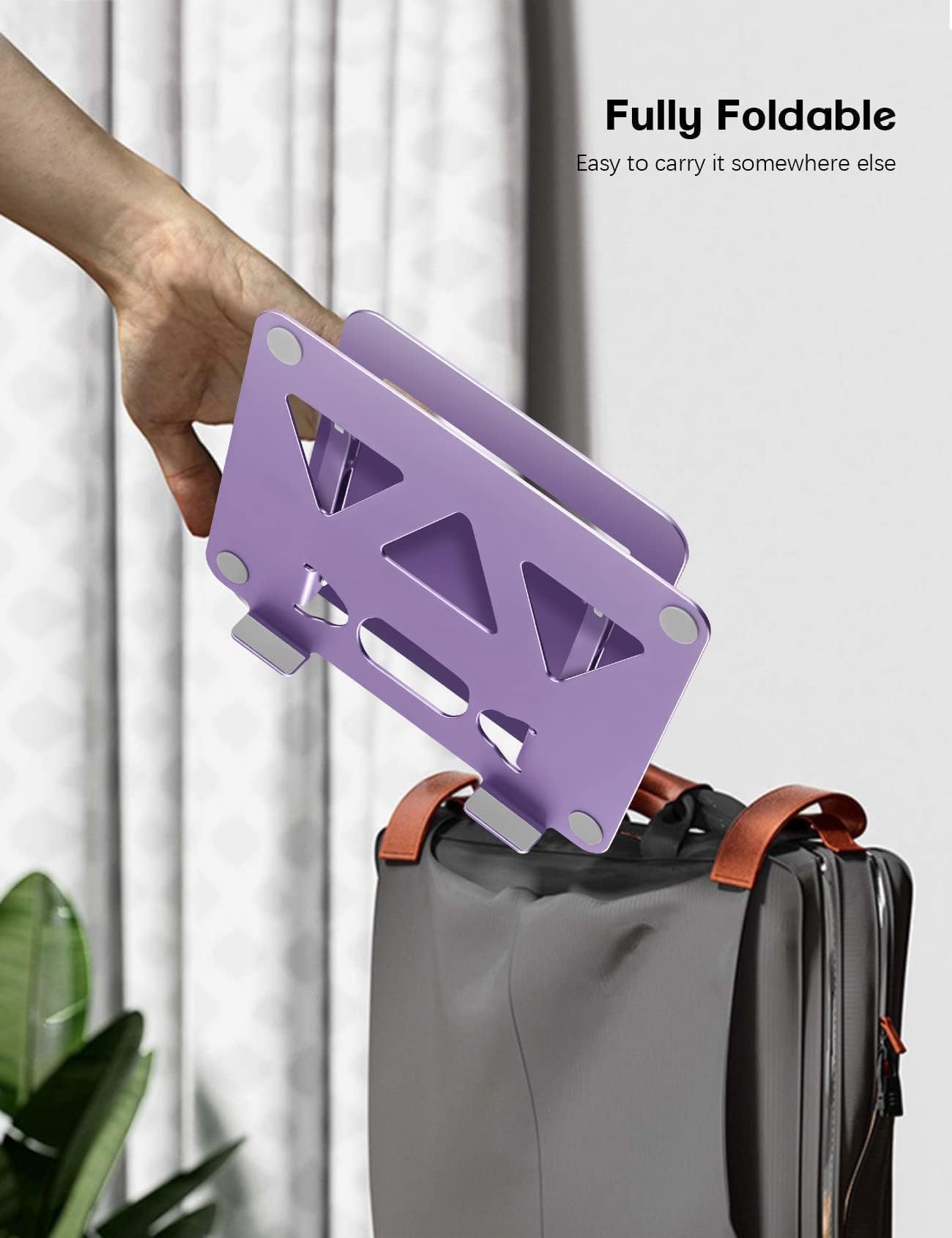 Aoviho Adjustable Laptop Stand for Desk,Portable Laptop Stand Holder and Riser,Foldable Aluminum Notebook Computer Stands for MacBook Air Pro HP Lenovo Dell Samsung Chromebook, 10-15.6 inch, Purple