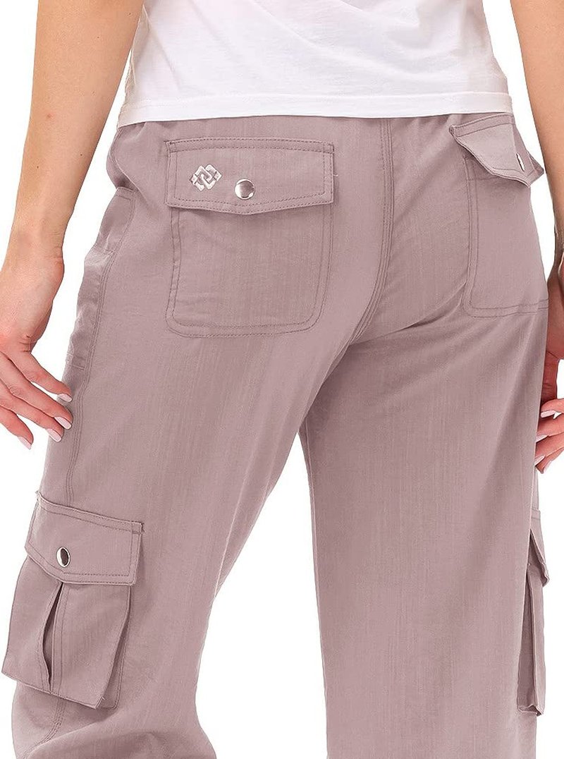 MoFiz Women's Hiking Cargo Shorts Quick Dry Lightweight Athletic Capri Pants for Camping Jogger with Pockets Pink 4XL