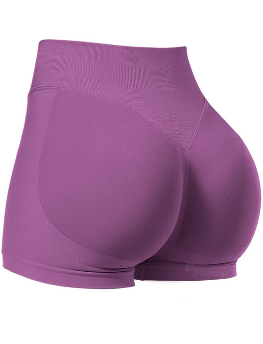 VOYJOY Women Workout Impact Shorts 2.5"/ 3.6"/ 4.5"/ 6" Scrunch Butt Lifting Gym Seamless Booty Biker Shorts Rose Purple