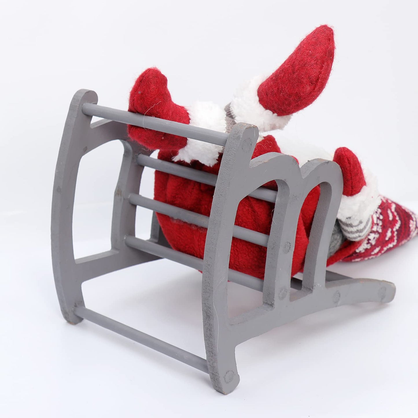 QLEKEY Christmas Gnome Plush with Rocking Chair Handmade Swedish Santa Decor Tomte Decoration Scandinavian Ornaments for Home,Table,Shelf
