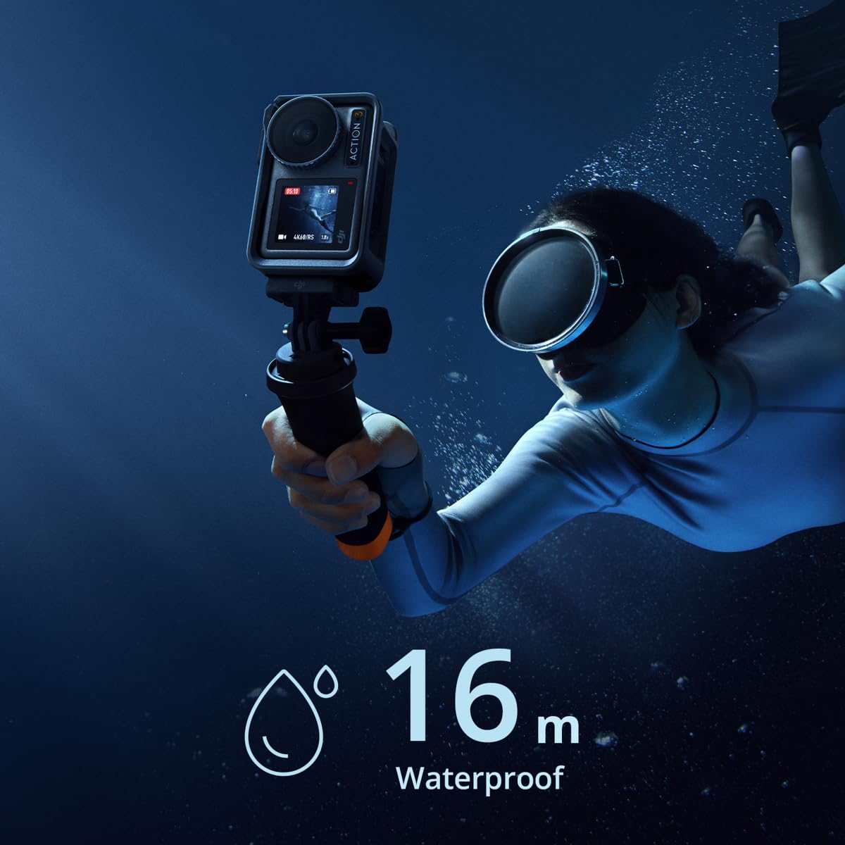 DJI Osmo Action 4 Adventure Combo, with 64GB Card, Action Camera 4K with 1/1.3" Sensor, 12h Extended Battery Life with 3 Batteries, Dual OLED Touchscreens, Mini Action Camera for Travel, Vlog