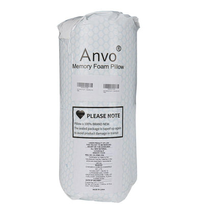 Anvo Memory Foam Pillow, Neck Contour Cervical Orthopedic Bed Pillow for Sleeping Side Back Stomach Sleeper, Ergonomic Design for Neck and Shoulder Pain Relief, Blue White, Firm