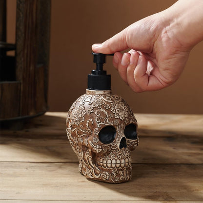 Skull Soap Dispenser with Rust Proof Pump, Refillable Liquid Hand Lotion Bottle for Bathroom, Bedroom and Kitchen（New Upgrade Pump）.