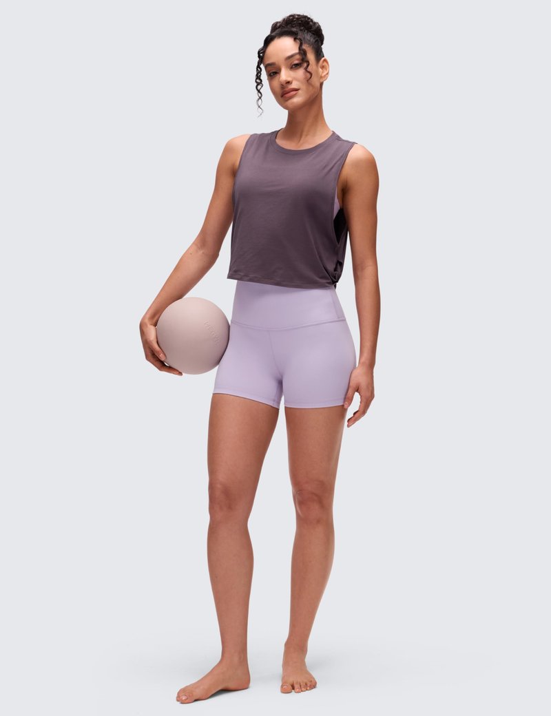 CRZ YOGA Pima Cotton Large Armhole Tank Tops for Women - Workout Sport Athletic Yoga Running Gym Loose Crop Sleeveless Shirts Purple Gray X-Small