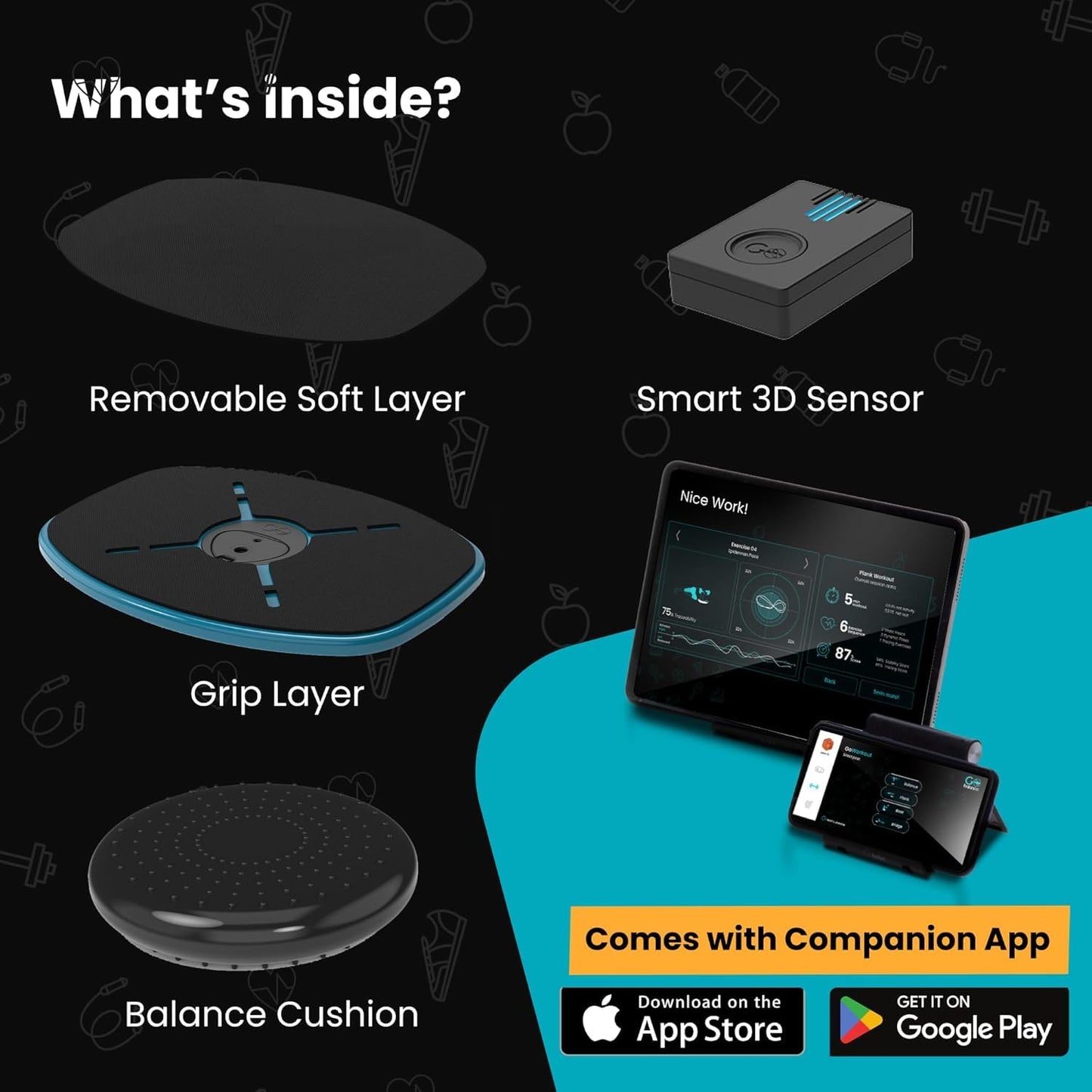 GoBalance Play & Sport - Premium Interactive Wooden Balance Board with Smart Bluetooth Sensor & Free App. 12 Fun Games, Core Sports Training, and Full-Body Workouts. Perfect for the Entire Family.