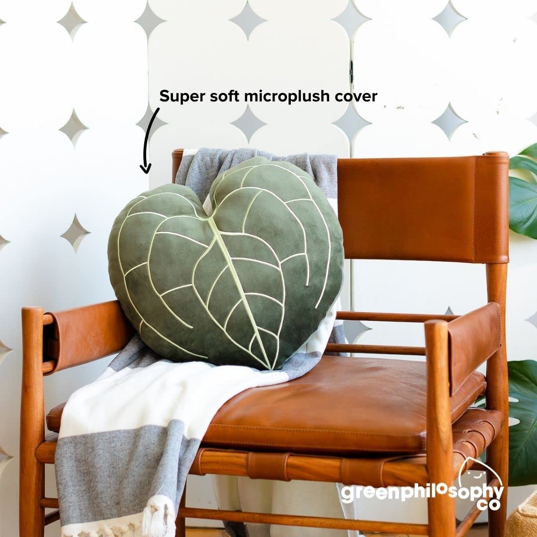 Green Philosophy Co. Monstera Leaf Pillow - Mossy Earth - Large Soft Plant-Shaped Plush Cushion for Couch, Bed, or Reading Nook - Cute & Unique Nature-Inspired Decor Super Soft & Cuddly Throw Pillow