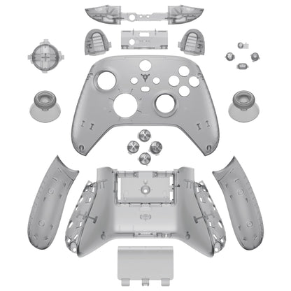 eXtremeRate Full Set Shell Buttons for Xbox Series X & S, Clear Black Replacement Side Rails Grips Front Back Plate Cover for Xbox Core Wireless Controller [Controller NOT Included]