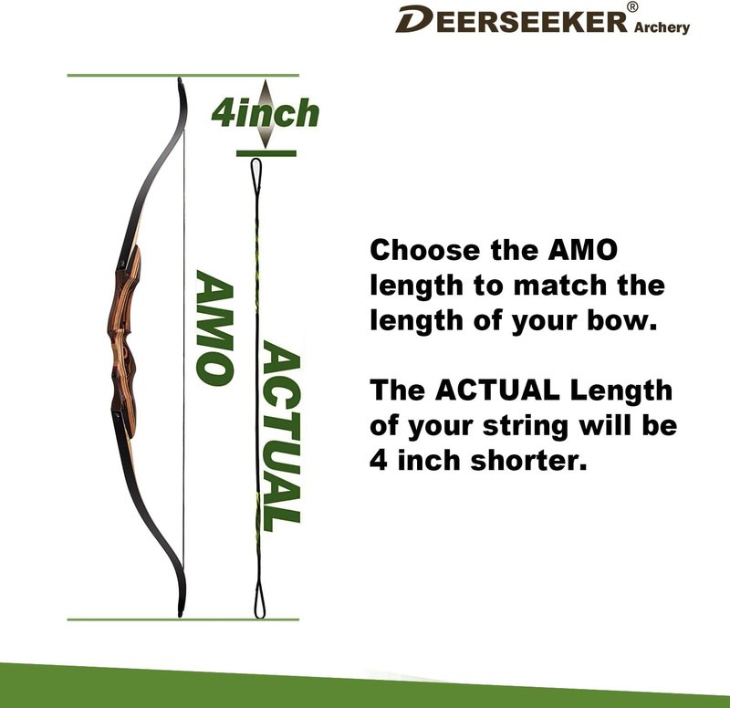 Deerseeker Archery Bowstring Set - Dacron Recurve Bow String Replacement with 2 Nocking Points | 12-16 Strands for 48-70 Inch Traditional Longbow