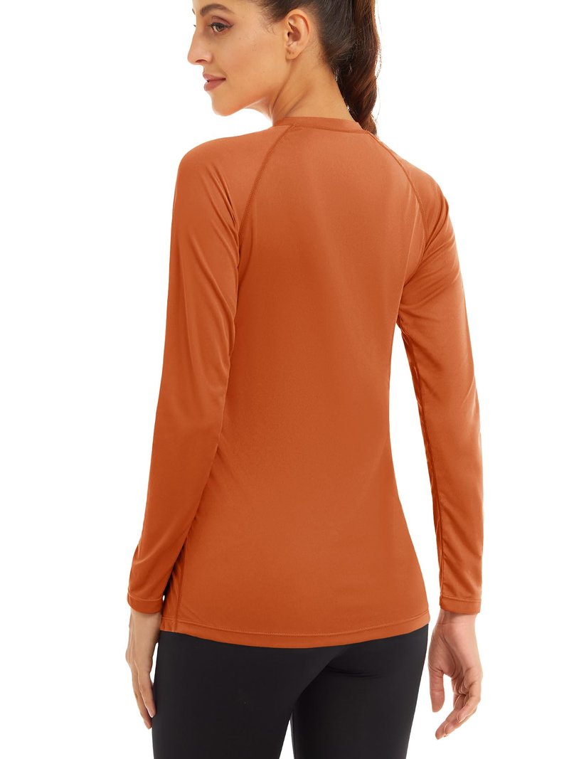 MAGCOMSEN UV Protection Shirts for Women Long Sleeve Shirts for Women Performance Shirts Swim Shirts for Women Running Shirts Workout Shirts Women Dark Orange
