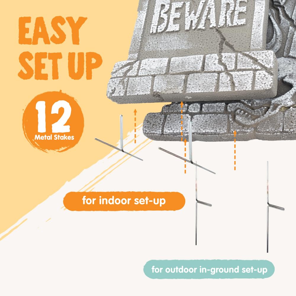 JOYIN 17" Halloween Decorations Outdoor Tombstones, 5 Pack Halloween Graveyard Foam Headstones Decor with 12 Metal Stakes for Prop Cemetery Yard Lawn Decorations, Party Supplies