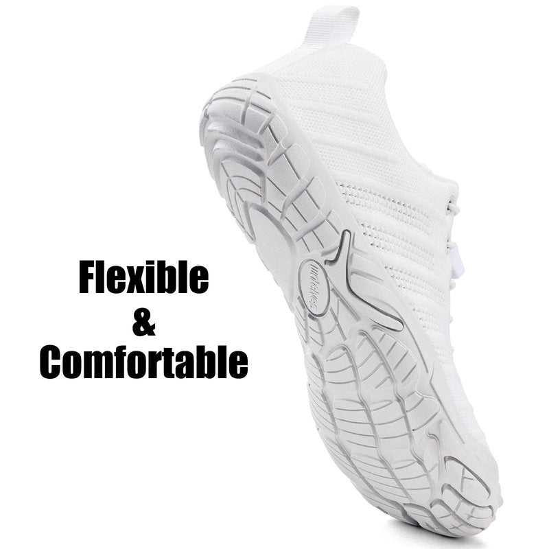 WateLves Water Shoes Women Men Anti Slip Barefoot Wide Toe Beach Breathable Walking Shoes Minimalist Zero Drop Sneakers for Beach Travel Hiking(B-White,42)