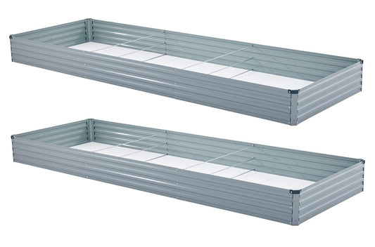 Meberam 2 Pack 12x4x1FT Galvanized Raised Garden Beds Kit Outdoor Metal Gardening Planter Box for Vegetable Elevated Flower Herbs,Gray