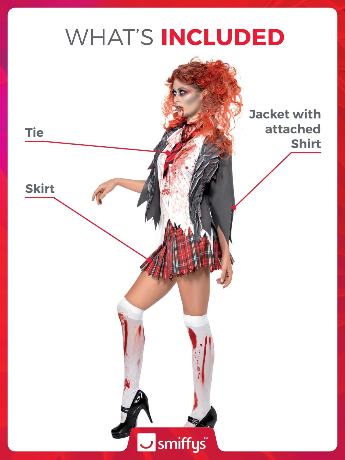 Smiffys High School Horror Zombie Schoolgirl Costume