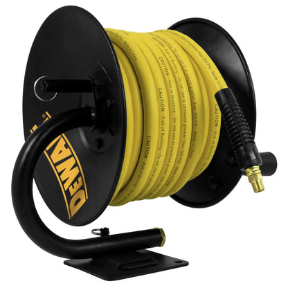 DEWALT Manual Air Hose Reel, 3/8 in. x 50 ft. Oil and Kink Resistant Air Hose with 4 ft. Lead, Essential Home Improvement Tool for Efficient Hose Management and Connectivity