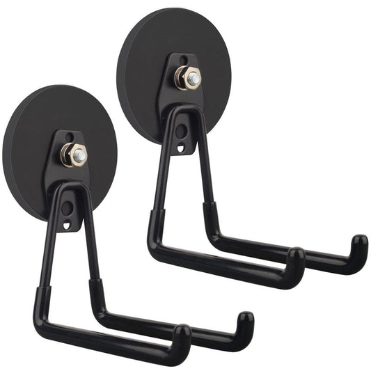 ULIBERMAGNET Strong Magnetic Ultimate Hooks,Large Magnet with Hooks for Heavy Duty Tools,Jig Saw,Hose, 2 Pack Heavy Duty Magnetic Hooks for Hammer Drill,Circular Saw,Garden Tool(3.46inch/Black)