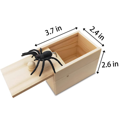 Fudragtn Fake Spider in a Box Prank Gift for Adults Kids,Handmade Wooden Pop Out Scare Surprise Boxes Joke Toys Halloween