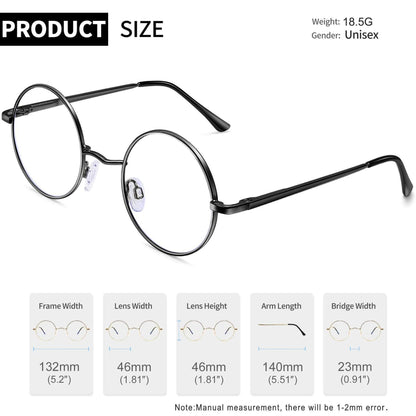 Joopin Round Blue Light Glasses Women Men, Metal Circle Blue Light Blocking Glasses Computer Gaming TV Clear Lens UV400 (Black)