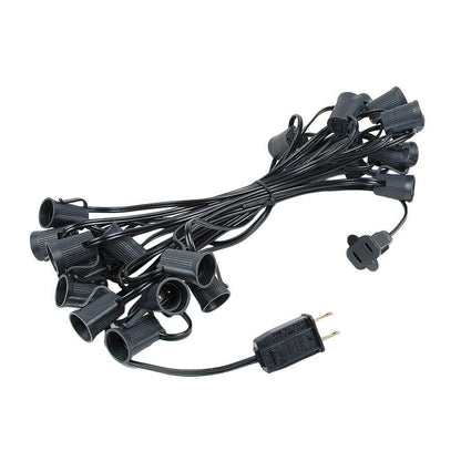 Novelty Lights Multi Hanging Ceramic Christmas String Lights - Retro Fit Traditional C9 Indoor/Outdoor Light Set w/ 25 Mini Bulbs for Roof Lines, Patios & More (Black Wire, 25' Long)