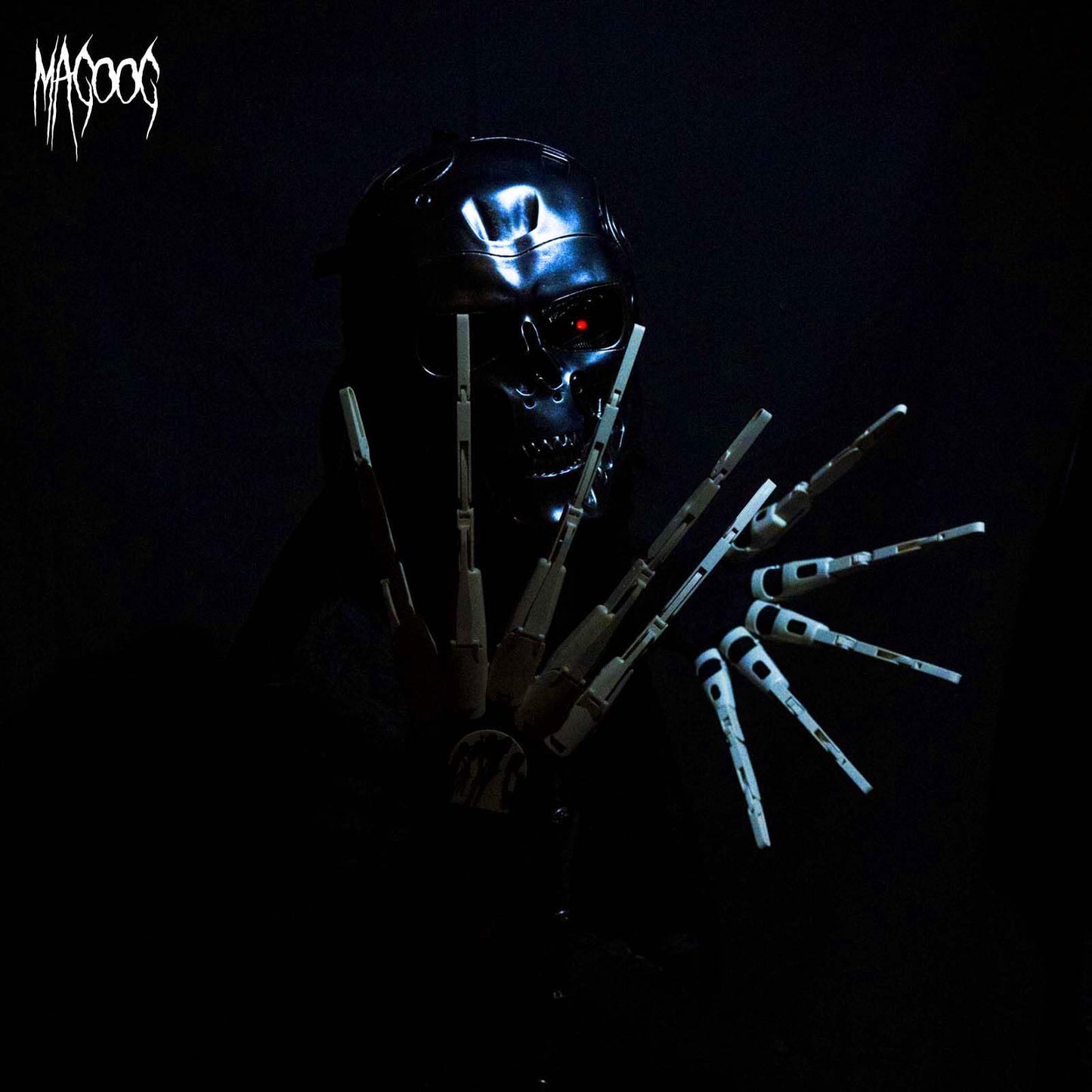 Magoog Halloween Articulated Fingers with Gloves, Articulated Finger Extensions, Scary Skeleton Bone Claw Hand, 3D Printed Novelty Props for Cosplay, Fits Most Fingers Sizes, White
