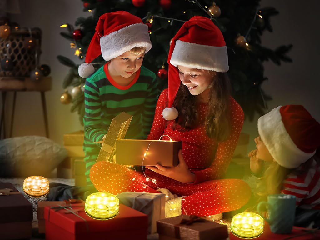 Hitopin 4 Pieces Submersible LED Lights, Waterproof Underwater Submersible Led Lights, with Remote Control, Waterproof Underwater Lights, Pond Lights, for Decorate Party, Wedding, Halloween, Christmas