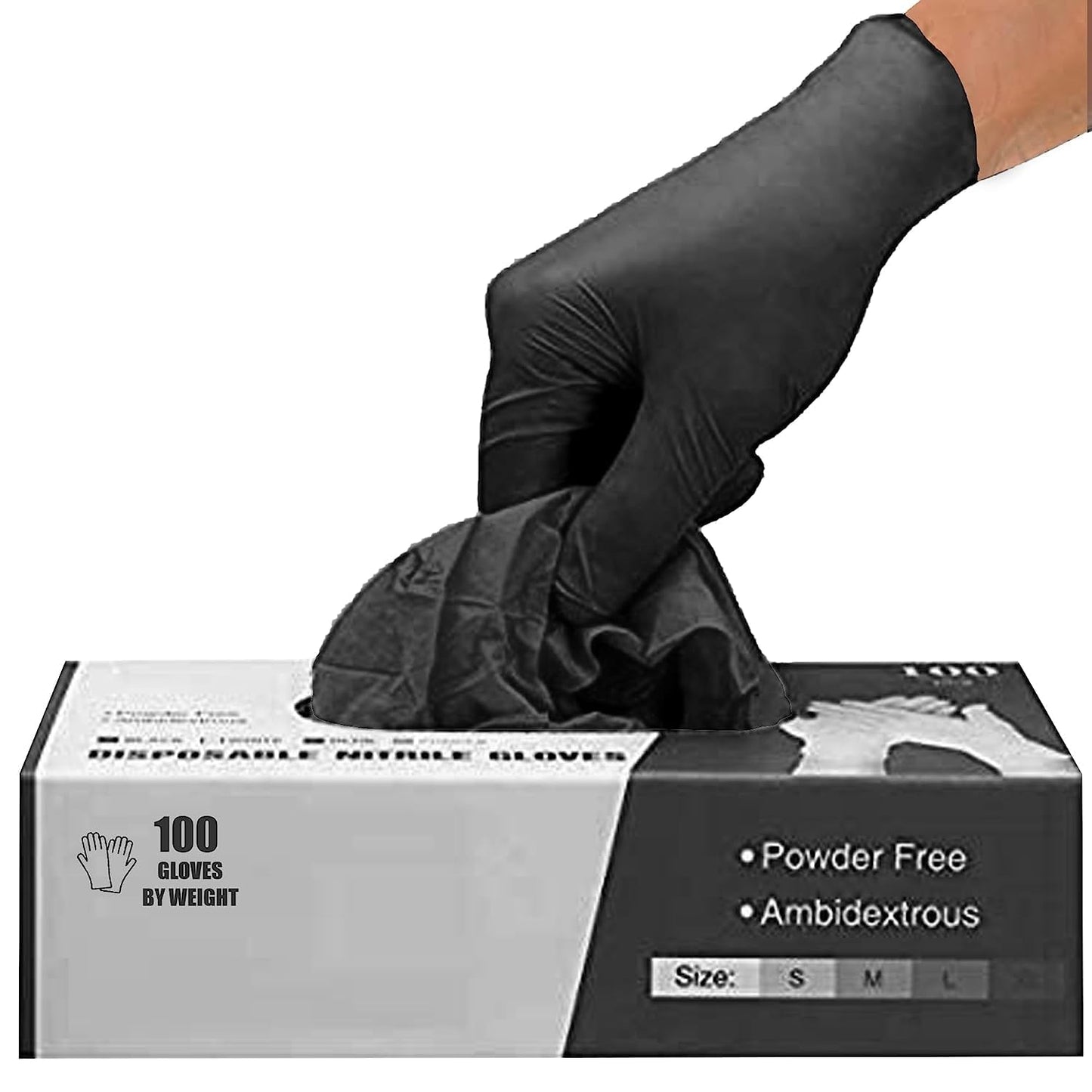 Black Nitrile Disposable Gloves - Latex-Free, Powder-Free, Pack of 1000, Strong and Puncture-Resistant, Medical, Food Handling, Tatoo Barber Shop Gloves (Large)