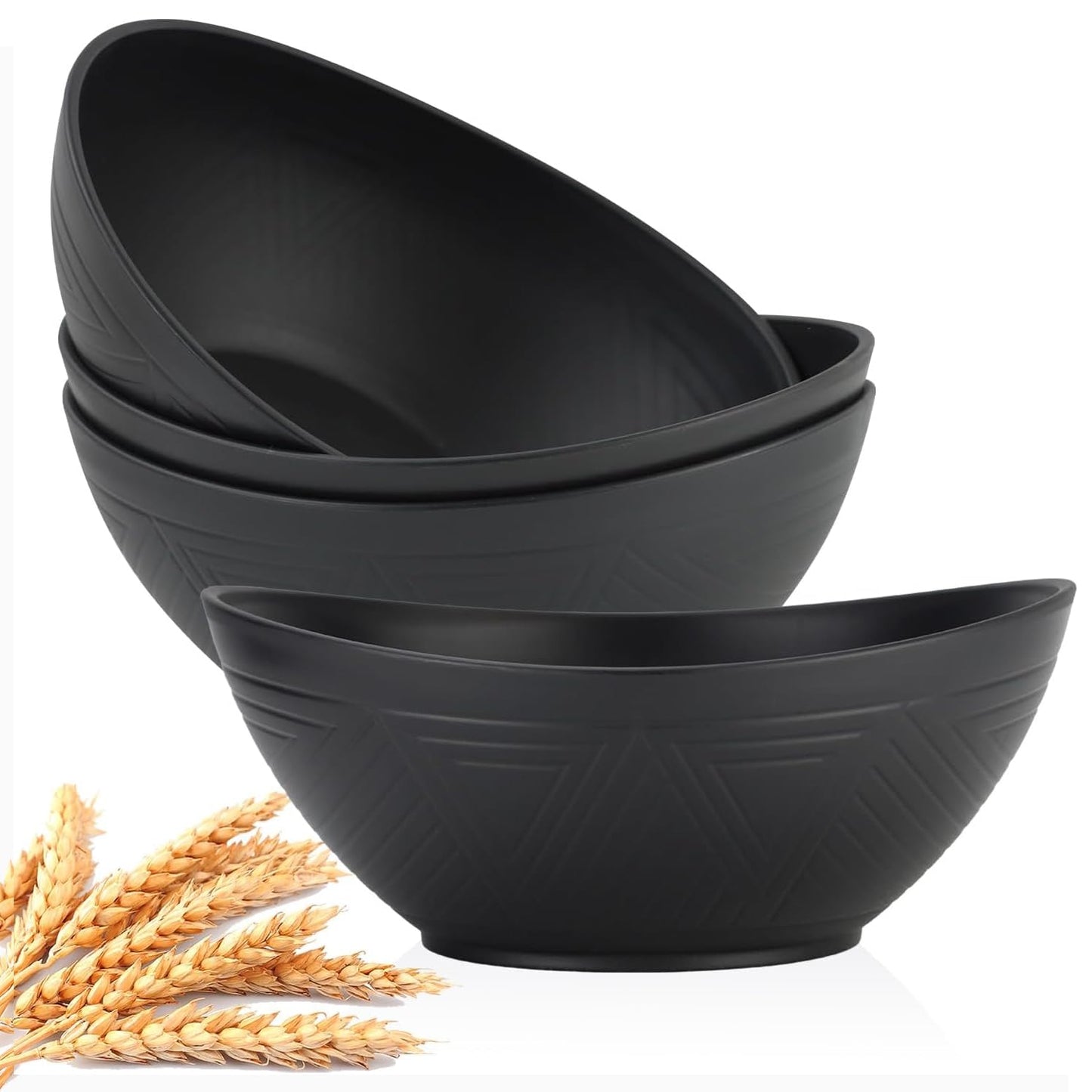 Homienly 9.6 inch Serving Bowls, Large Serving Dishes for Wedding Parties, 60 Oz for Salad, Side Dishes, Pasta, Oval Shape, Microwave & Dishwasher Safe, Set of 4, Black