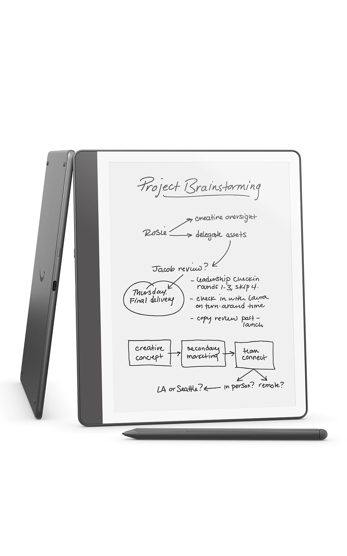 Amazon Kindle Scribe (32GB) - Your notes, documents and books, all in one place. With built-in AI notebook summarization. Includes Premium Pen - Tungsten