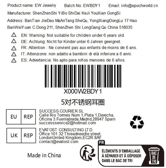 Epoch World 5 Pairs Stainless Steel Huggie Hinged Hoop Earrings for Men Women Boys, Men Earrings Gold, Men Huggie Earrings, Black Earrings Hoop, Small Silver Hoop Earrings Set Piercing Sleeper 15MM