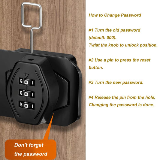 ETEKJOY Cabinet Lock Keyless 3-Digit Password Combination Code Hasp Latch Lock Twist Knob Wooden Drawer Cupboard (Silver, 3 inch)