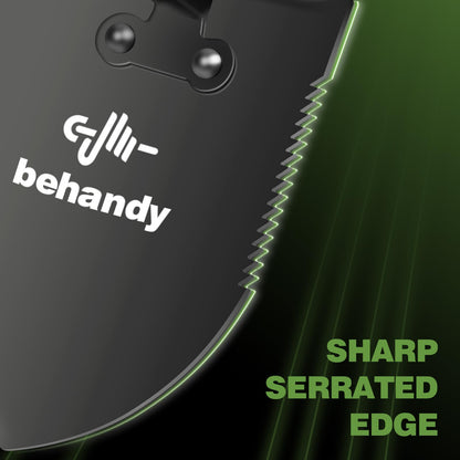 BEHANDY 18.5" Folding Shovel, Collapsible Shovel for Car Snow, Camping Shovel and Pickax, Military Entrenching Tool for Gardening, Camping, Sand, Off Road, Portable Car Emergency kit