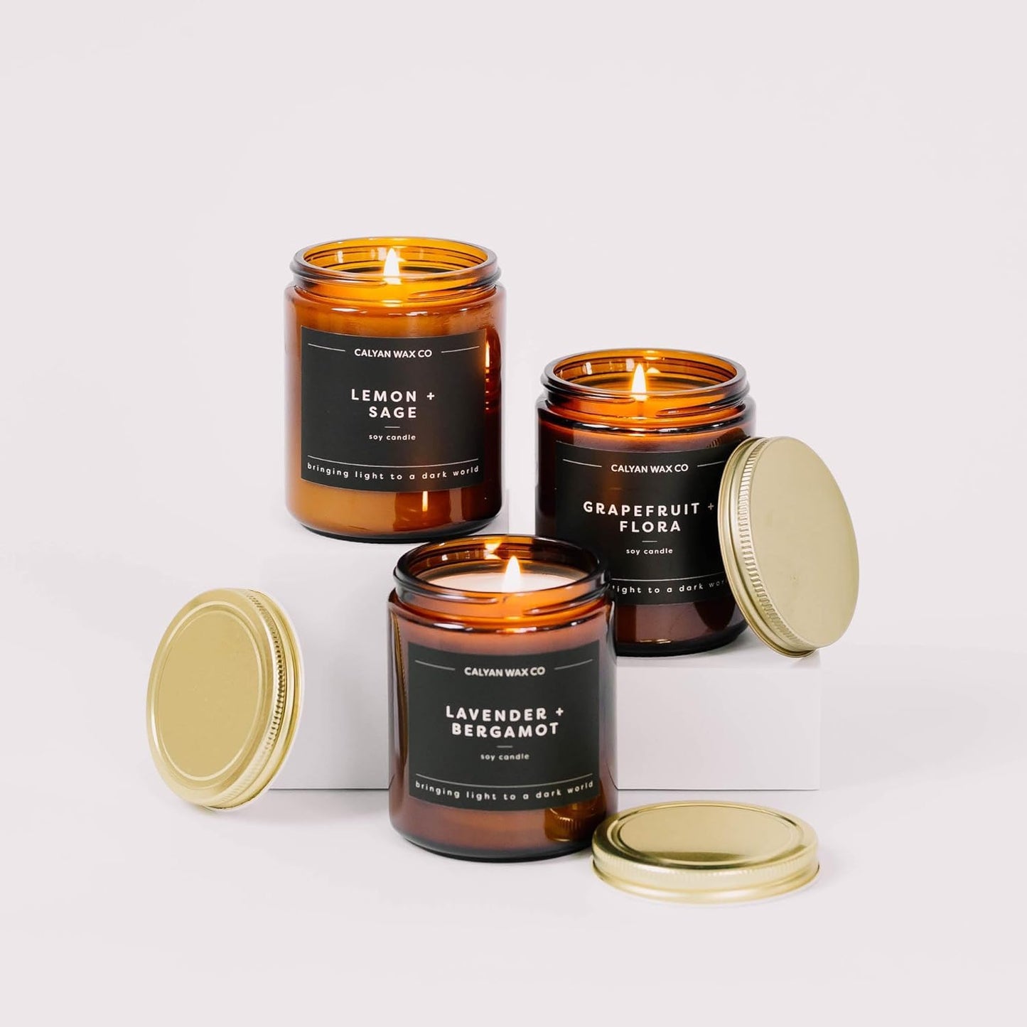 Calyan Wax Co. Soy Wax Candle, Apples + Maple Bourbon Scented Candle, 57 Hour Burn Time, Aromatherapy Soy Candles, Non Toxic & Vegan Soy Wax, Amber Glass Jar Scented Candles, 7.2oz