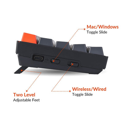 Keychron K6 Bluetooth 5.1 Wireless Mechanical Keyboard with Keychron K Pro Red Switch/LED Backlit/Rechargeable Battery, 68 Keys Compact Keyboard Compatible with Mac Windows