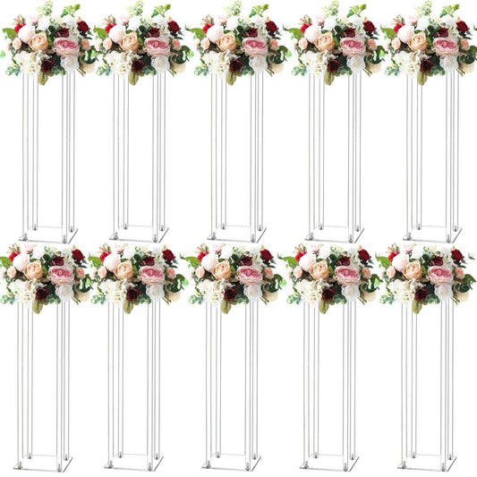 MEISHAONV 31.5inch 10 Set Acrylic Flower Vase Column Stand Wedding Flower vase Wedding Centerpieces for Tables
