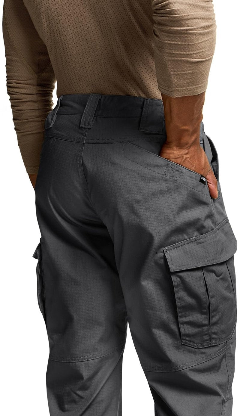 CQR Men's Tactical Pants, Water Resistant Ripstop Cargo Pants, Lightweight EDC Work Hiking Pants, Outdoor Apparel, Raider Mag Pocket Charcoal, 34W x 32L