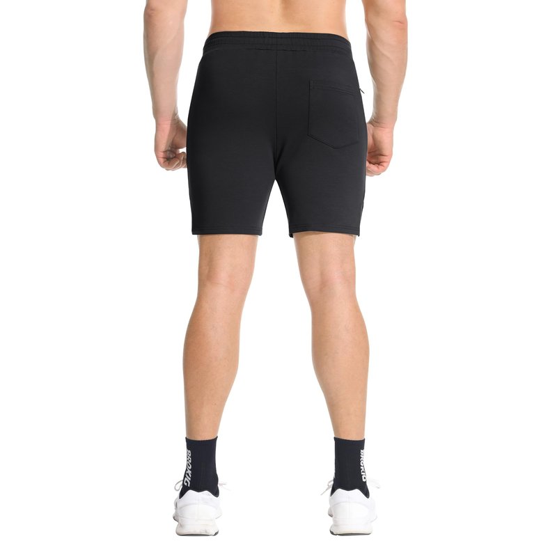 BROKIG Men's Airstretch Gym Shorts,5 Inch Slim Fit Running Exercise Athletic Workout Shorts for Men with Zipper Pockets(Black,Small)