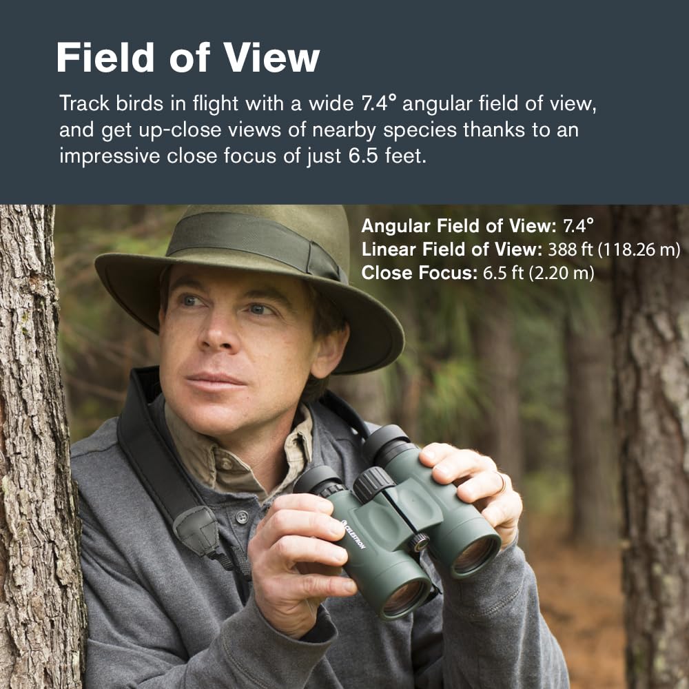 Celestron - Nature DX 8x42 Binoculars – Ideal for Birding and Outdoors – 42mm Objective Lenses – Wide 7.4° Field of View – BaK-4 Prisms – Fully Multi-Coated – Waterproof and Fogproof