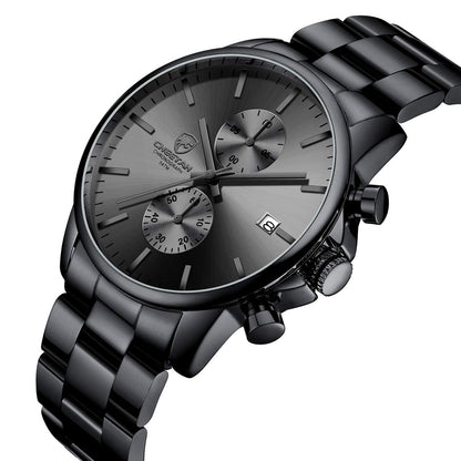 Men's Watches with Casual Waterproof Chronograph Quartz Watch Stainless Steel Metal Auto Date in Colourful Hands, B Grey, B grau, Bracelet