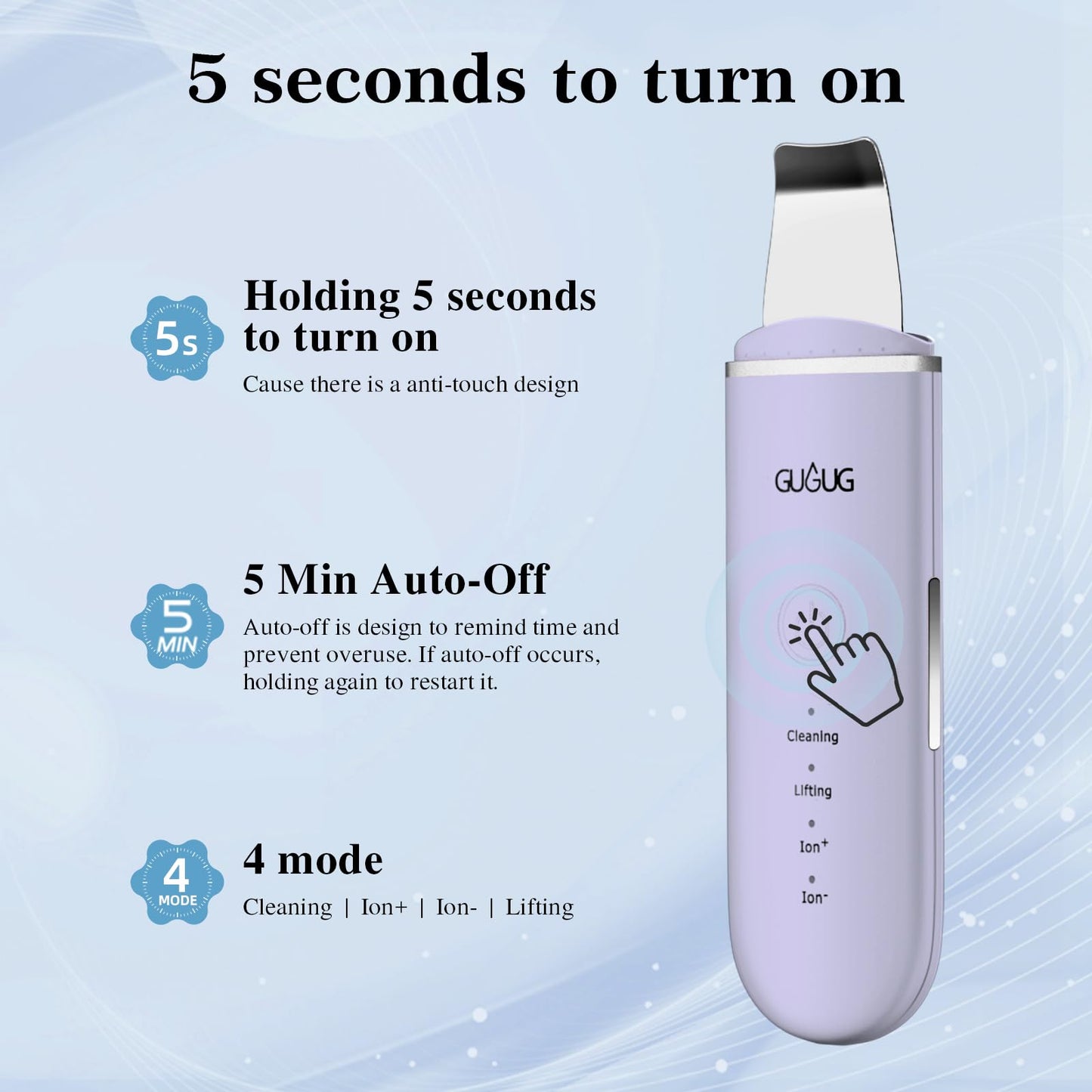 GUGUG Skin Scrubber Face Spatula Skin Spatula Pore Cleaner Blackhead Remover Tools for Facial Deep Cleansing-4 Modes -White