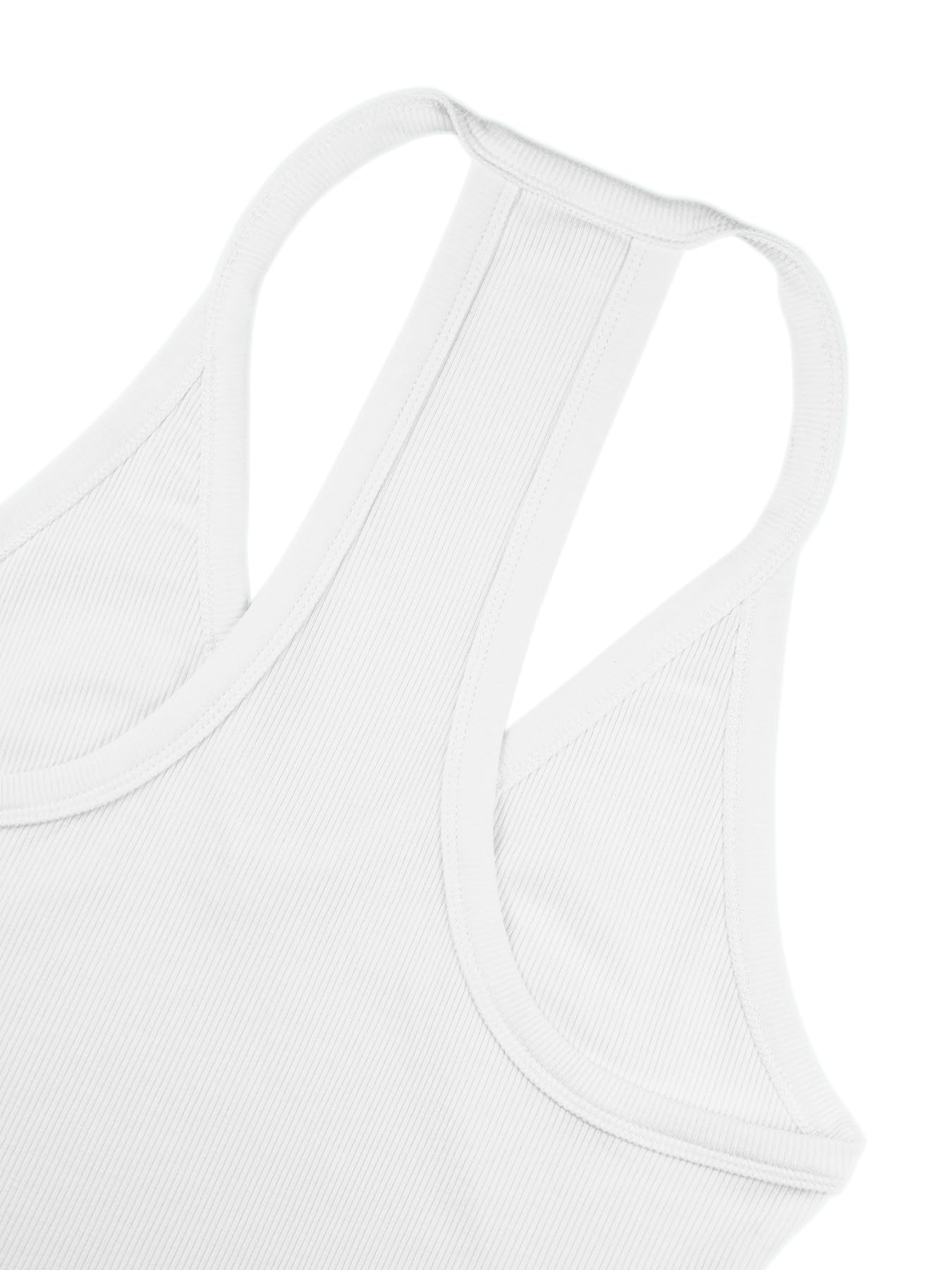 iGENJUN Workout Tops for Women Racerback Tank Tops 2025 Yoga Gym Ribbed Sleeveless Shirts Clothes,M,White