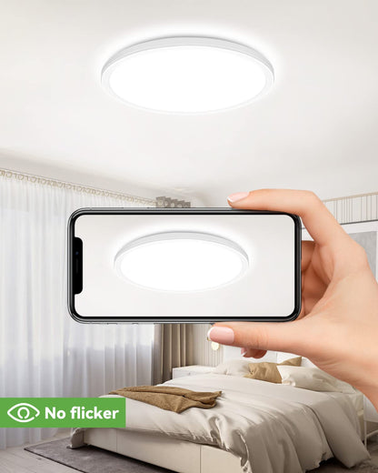 zemty 29W 3200LM LED Ceiling Light, 30cm Bathroom Lights Ceiling 3000K/4500K/6000K Waterproof, 3 Color Temperature Flush Ceiling Light, Round Ultra Thin for Bedroom, Bathroom, Living Room, Kitchen