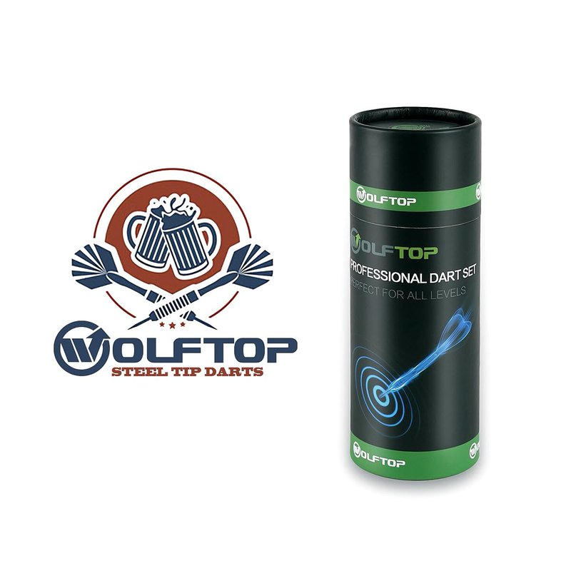 Wolftop 15 Pack Steel Tip Darts 18 Grams, Professional Darts Metal Tip Set with Aluminum Shafts, Standard Flights, Rubber O'Rings and Extra Dart Sharpener