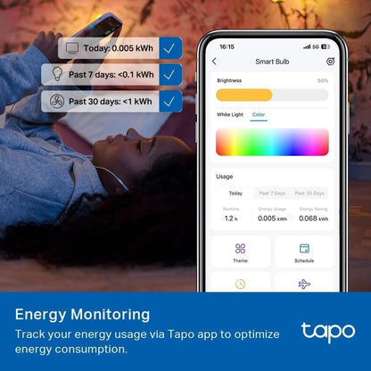 Tapo L535B Smart Bulb, B22 Colour Changing Light Bulb, Alexa Light Bulbs, LED Light Bulb,Energy Monitoring, 8.6W Smart Light Bulb, Dimmable, Voice Control with Apple HomeKit, Alexa and Google