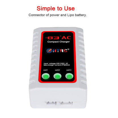 Haisito B3 Lipo Battery Charger for 2-3S Batteries Pack (7.4V,11.1V), Compact Airsoft Battery Balance Fast Charger (100-240V) for RC Quadcopter RC Drone Car Boat (White)