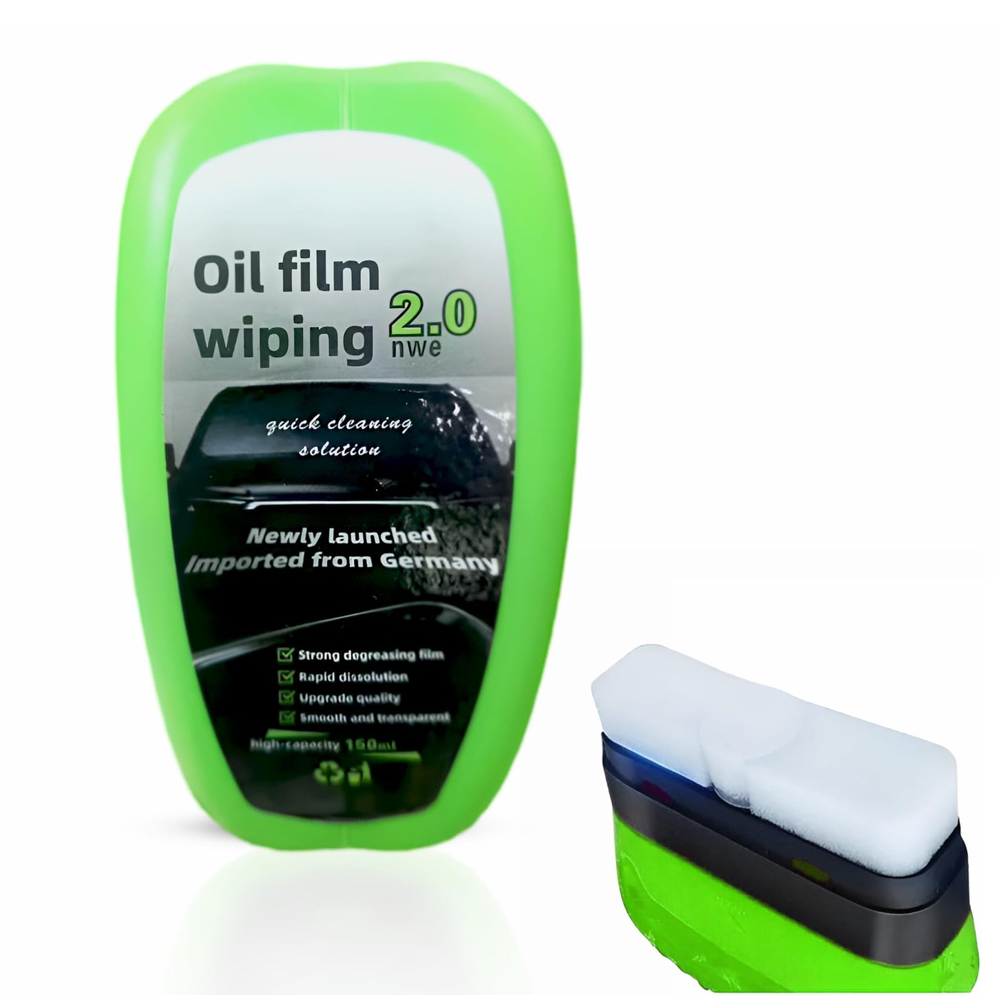 Automotove Oil Film Cleaning Brush green - Car wash Brush Prevents Rain and Fog Glass Oil Film Remover - Car Glass Cleaning Board, Enhances Clarity and Visibility