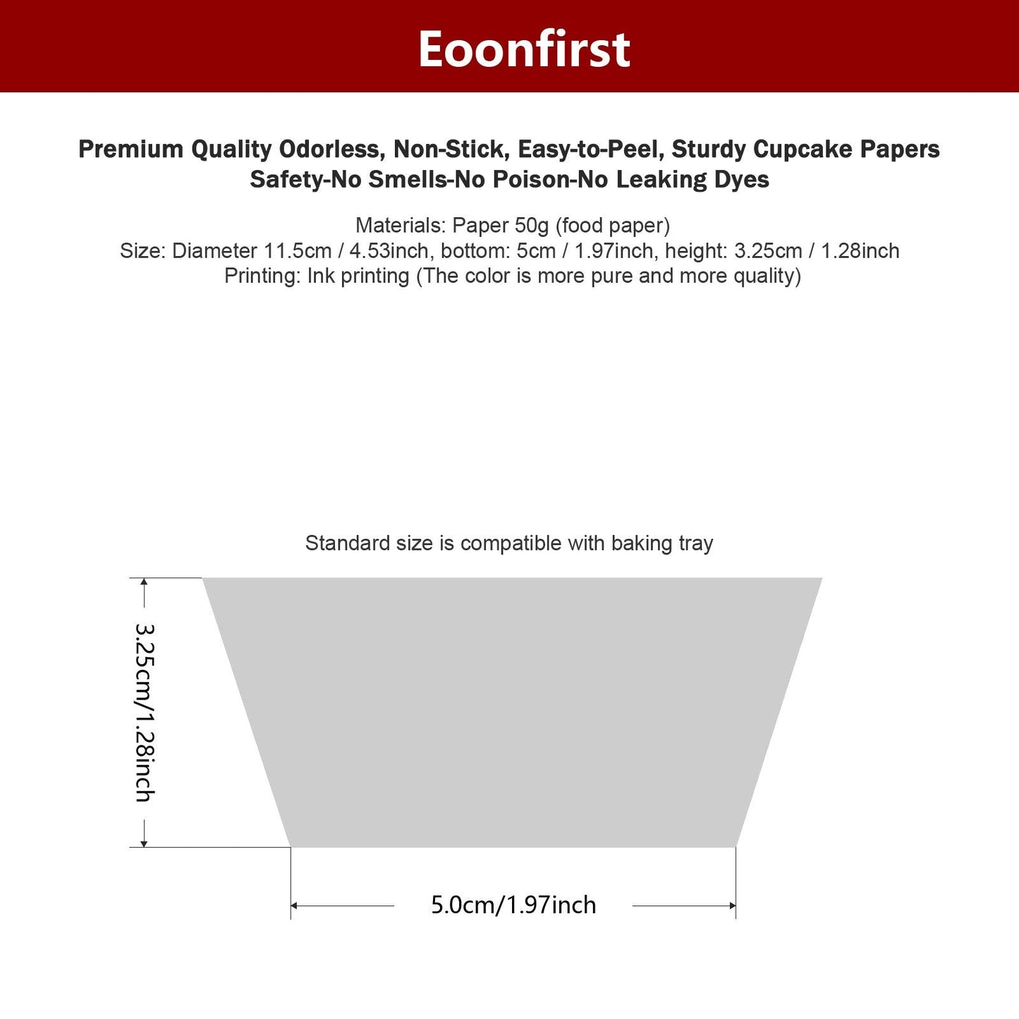 Eoonfirst Standard Size Baking Cups New Year Party Cupcake Liners 200 Pcs (Red)