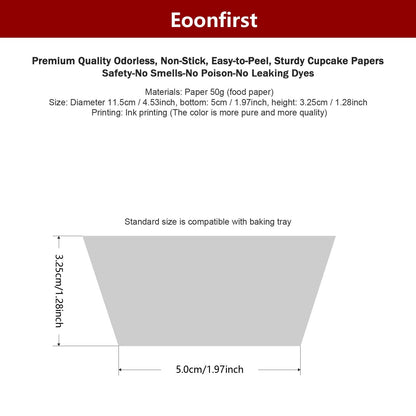 Eoonfirst Standard Size Baking Cups New Year Party Cupcake Liners 200 Pcs (Red)